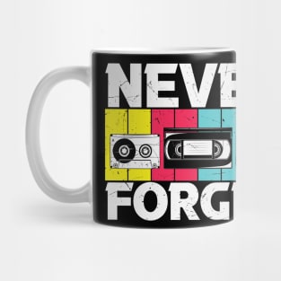 Vintage Never Forget VHS Tape Floppy Disk Cassette Tape Mug